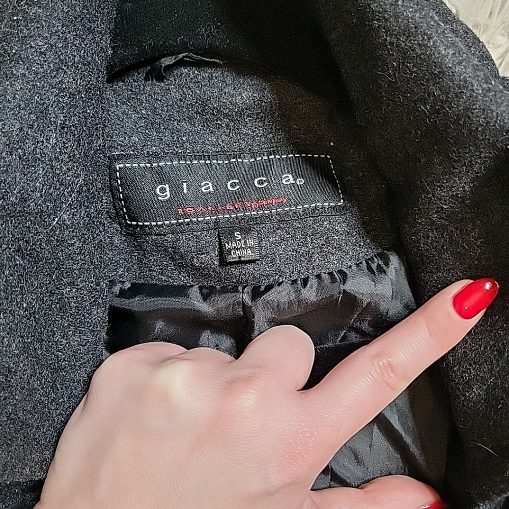 Womens Giacca Wool Blend Coat Jacket Charcoal Gray Size Small S Winter Fall Chic - Picture 7 of 15